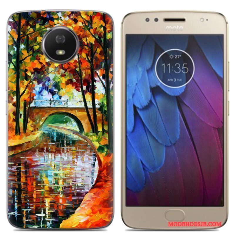 Hoesje Moto G5 Bescherming Anti-fall Groen, Hoes Moto G5 Siliconen Trend Eenvoudige