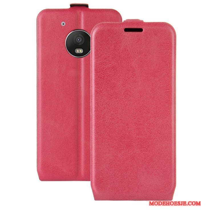Hoesje Moto G5 Leer Kaart Roze, Hoes Moto G5 Folio Telefoon