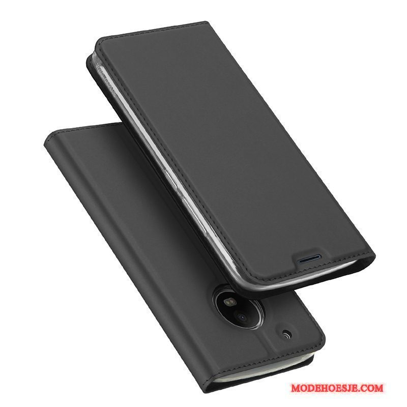 Hoesje Moto G5 Leer Magnetisch Kaart, Hoes Moto G5 Bescherming Telefoon Roze