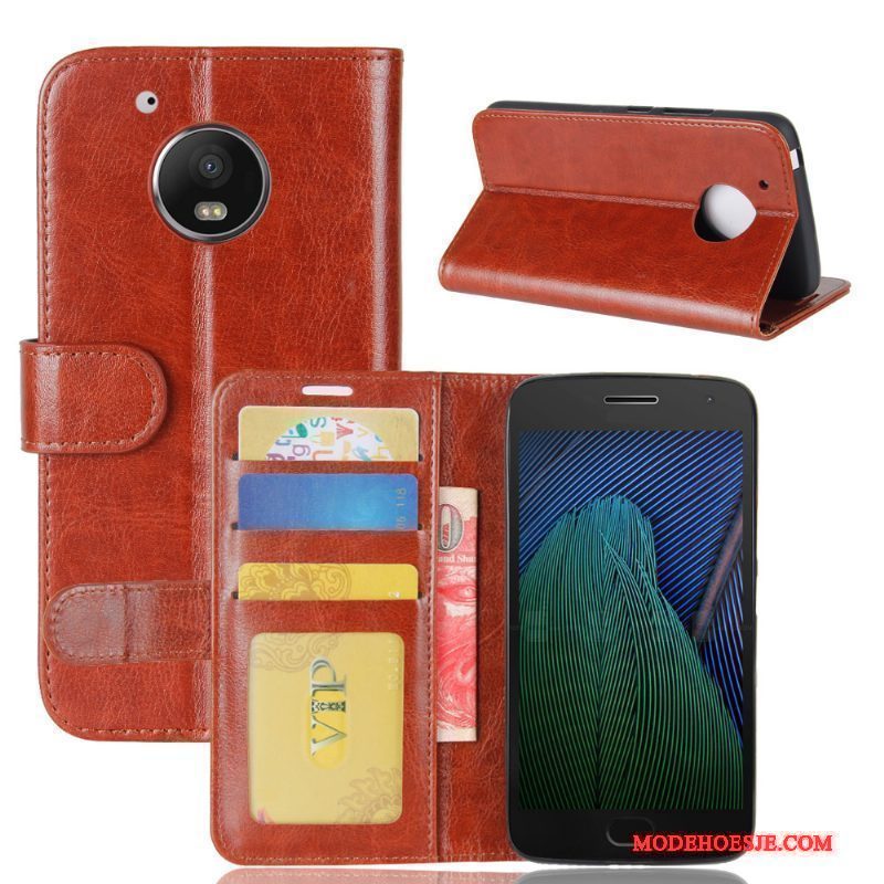 Hoesje Moto G5 Ondersteuning Kaart Rood, Hoes Moto G5 Folio Patroontelefoon