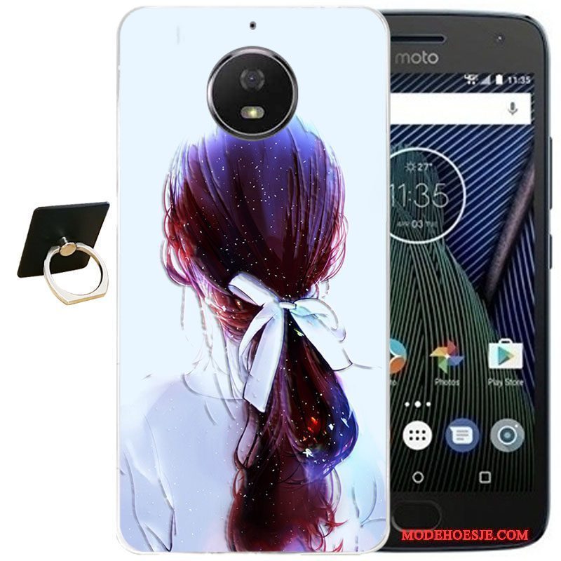 Hoesje Moto G5 Plus Vintage Telefoon Wind, Hoes Moto G5 Plus Reliëf Roze