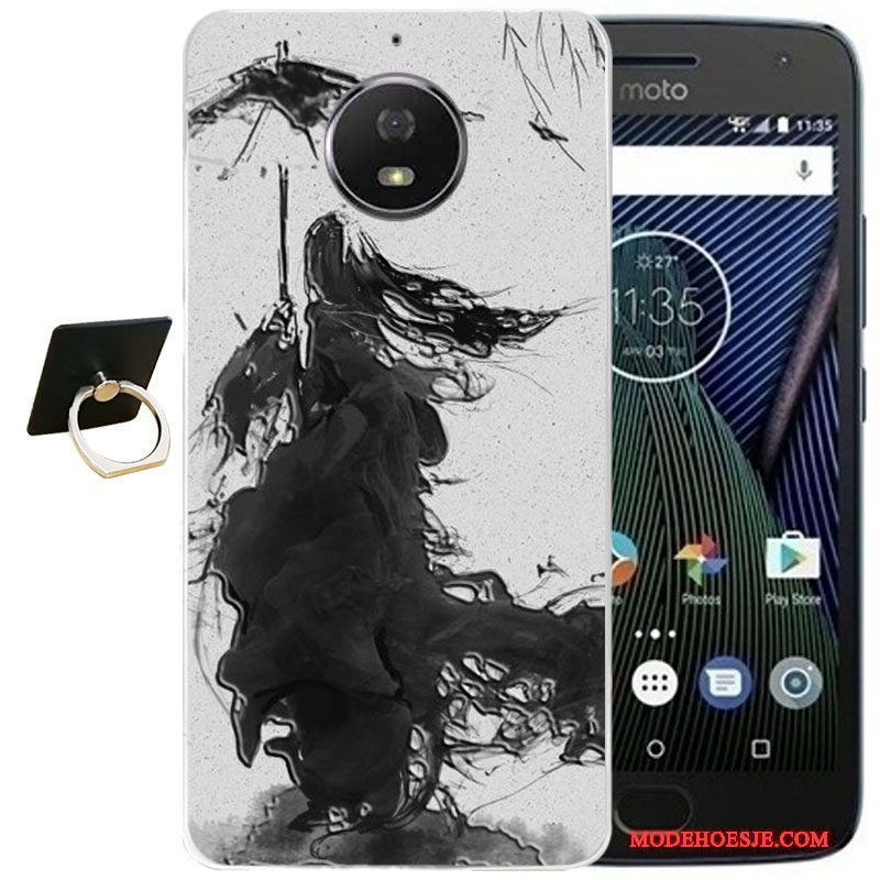 Hoesje Moto G5 Plus Vintage Telefoon Wind, Hoes Moto G5 Plus Reliëf Roze