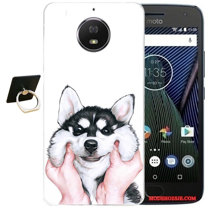 Hoesje Moto G5 Plus Vintage Telefoon Wind, Hoes Moto G5 Plus Reliëf Roze