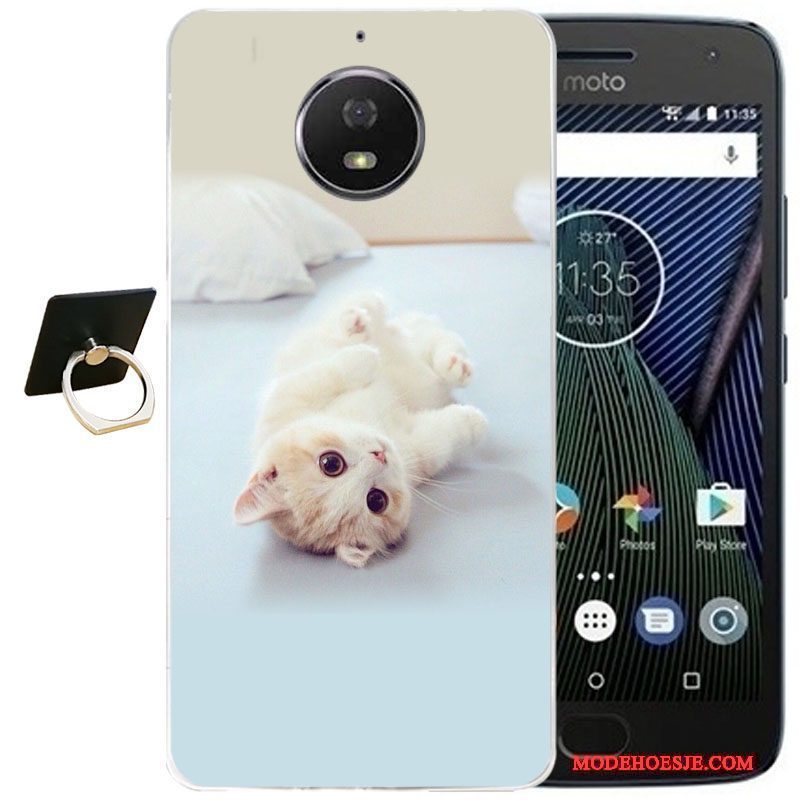 Hoesje Moto G5 Plus Vintage Telefoon Wind, Hoes Moto G5 Plus Reliëf Roze