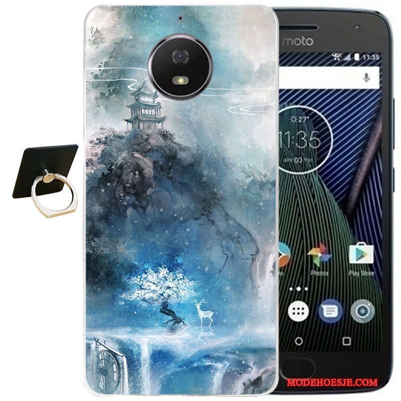 Hoesje Moto G5 Plus Vintage Telefoon Wind, Hoes Moto G5 Plus Reliëf Roze