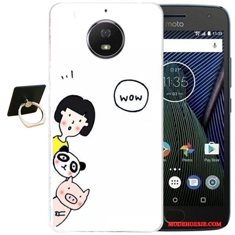 Hoesje Moto G5 Plus Vintage Telefoon Wind, Hoes Moto G5 Plus Reliëf Roze