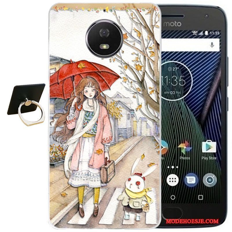 Hoesje Moto G5 Plus Vintage Telefoon Wind, Hoes Moto G5 Plus Reliëf Roze