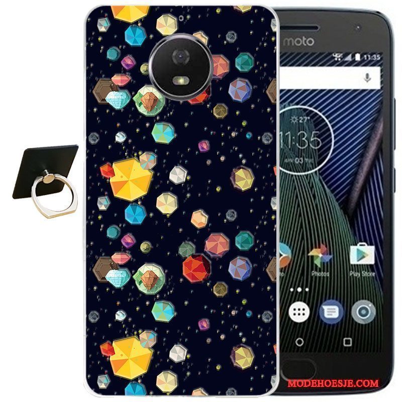 Hoesje Moto G5 Plus Vintage Telefoon Wind, Hoes Moto G5 Plus Reliëf Roze