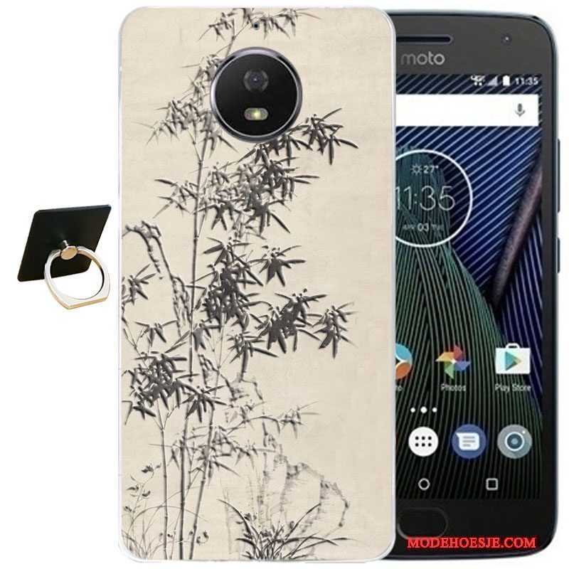 Hoesje Moto G5 Plus Vintage Telefoon Wind, Hoes Moto G5 Plus Reliëf Roze