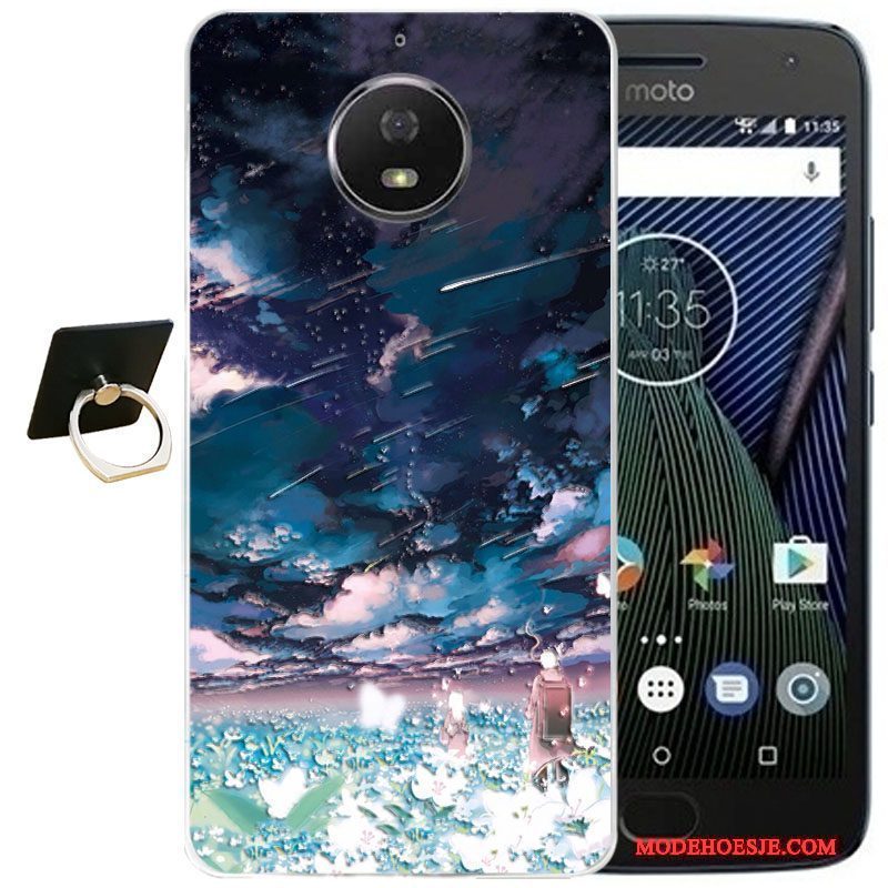 Hoesje Moto G5 Plus Vintage Telefoon Wind, Hoes Moto G5 Plus Reliëf Roze