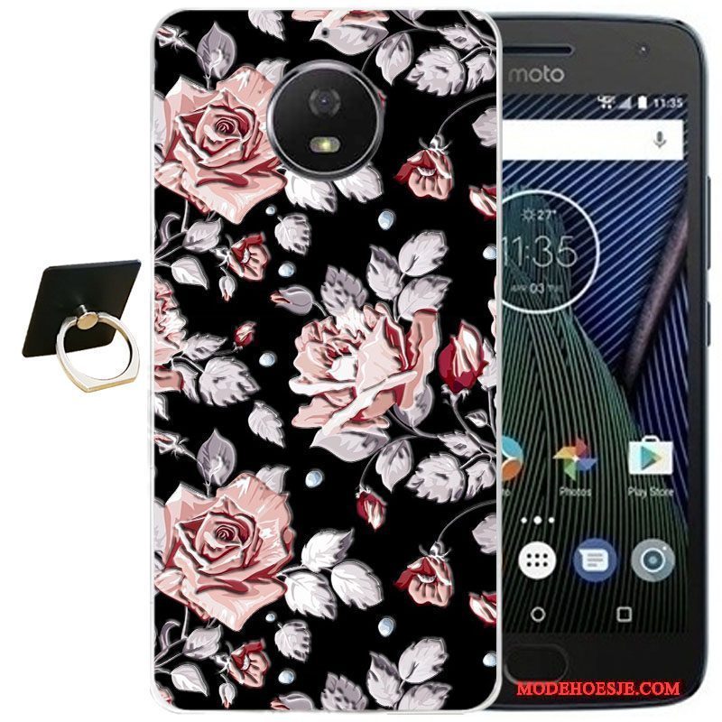 Hoesje Moto G5 Plus Vintage Telefoon Wind, Hoes Moto G5 Plus Reliëf Roze