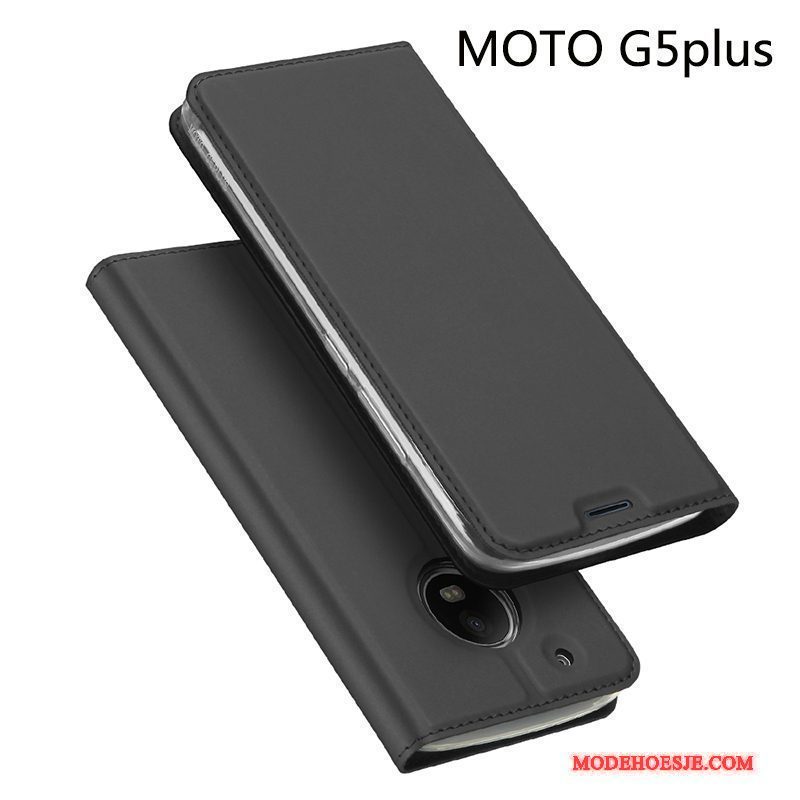 Hoesje Moto G5 Plus Zakken Anti-fall Bedrijf, Hoes Moto G5 Plus Leer Lichte En Dun Roze