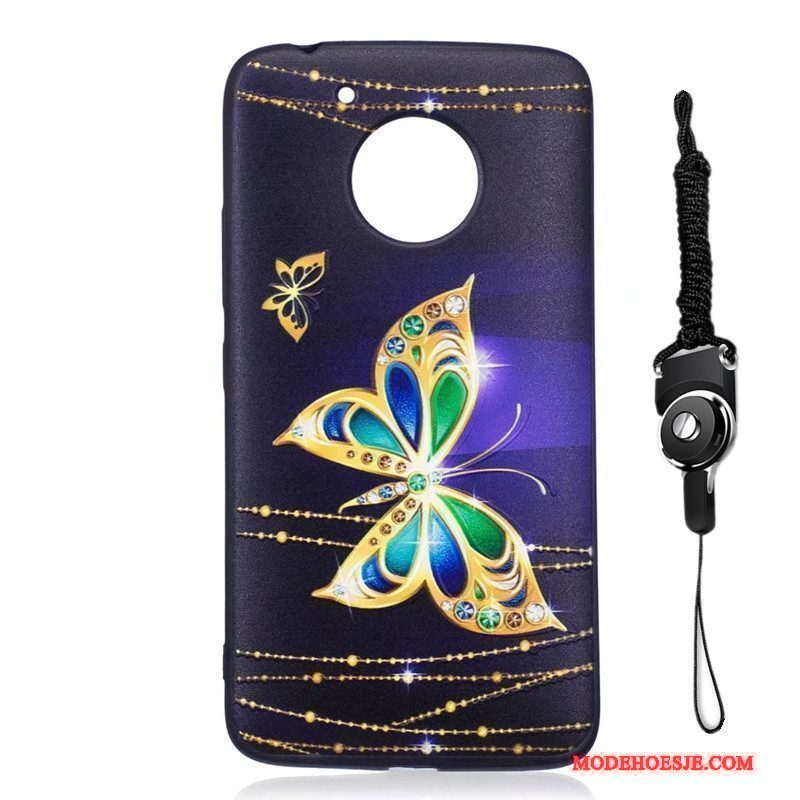 Hoesje Moto G5 Spotprent Schrobben Donkerblauw, Hoes Moto G5 Bescherming Telefoon