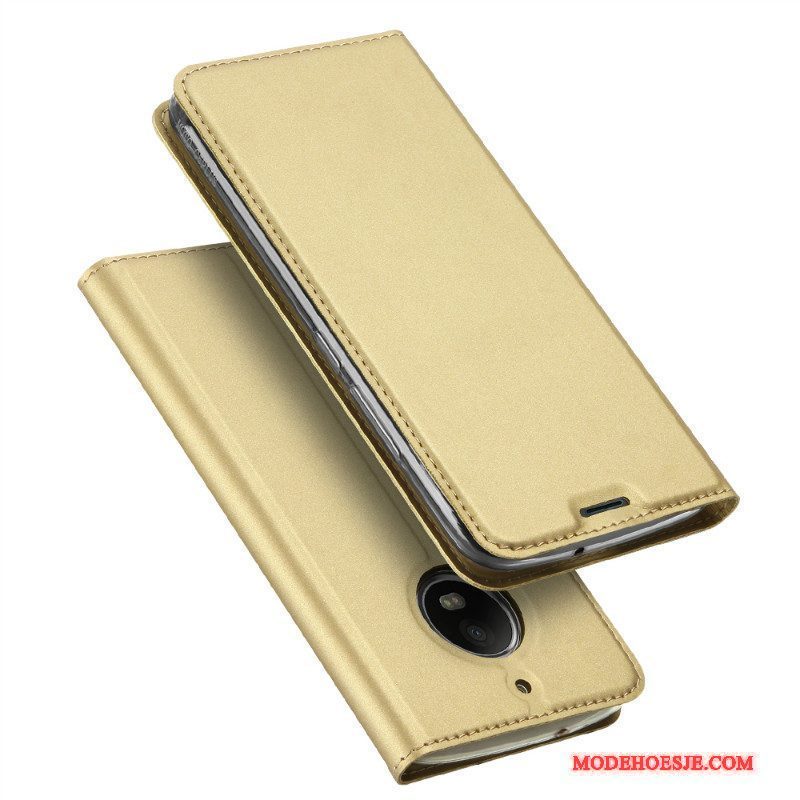 Hoesje Moto G5s Folio Goud Kaart, Hoes Moto G5s Leer Bedrijf Anti-fall