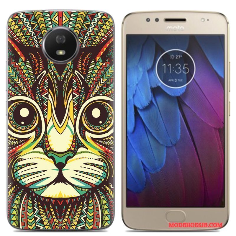 Hoesje Moto G5s Kleur Telefoon Groen, Hoes Moto G5s Siliconen Anti-fall Eenvoudige