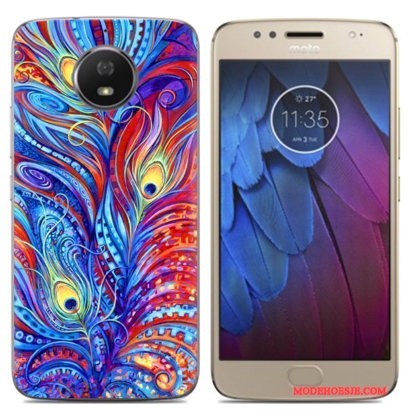 Hoesje Moto G5s Kleur Telefoon Groen, Hoes Moto G5s Siliconen Anti-fall Eenvoudige