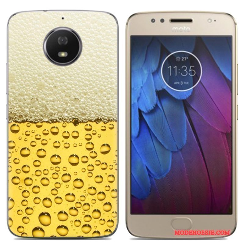 Hoesje Moto G5s Kleur Telefoon Groen, Hoes Moto G5s Siliconen Anti-fall Eenvoudige