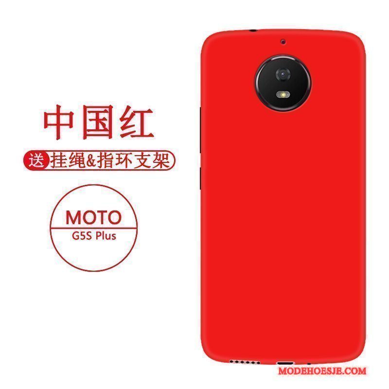 Hoesje Moto G5s Plus Siliconen Zwart Rood, Hoes Moto G5s Plus Zacht Telefoon Persoonlijk