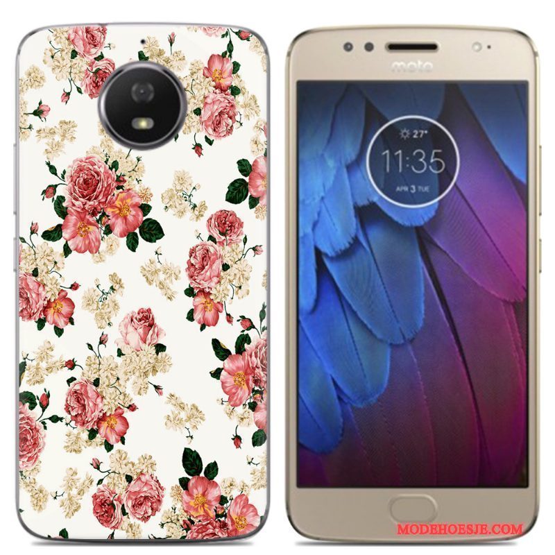 Hoesje Moto G5s Zakken Anti-fall Roze, Hoes Moto G5s Geschilderd Telefoon