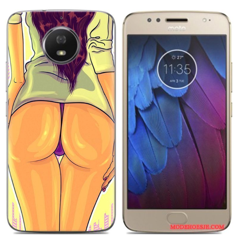 Hoesje Moto G5s Zakken Anti-fall Roze, Hoes Moto G5s Geschilderd Telefoon