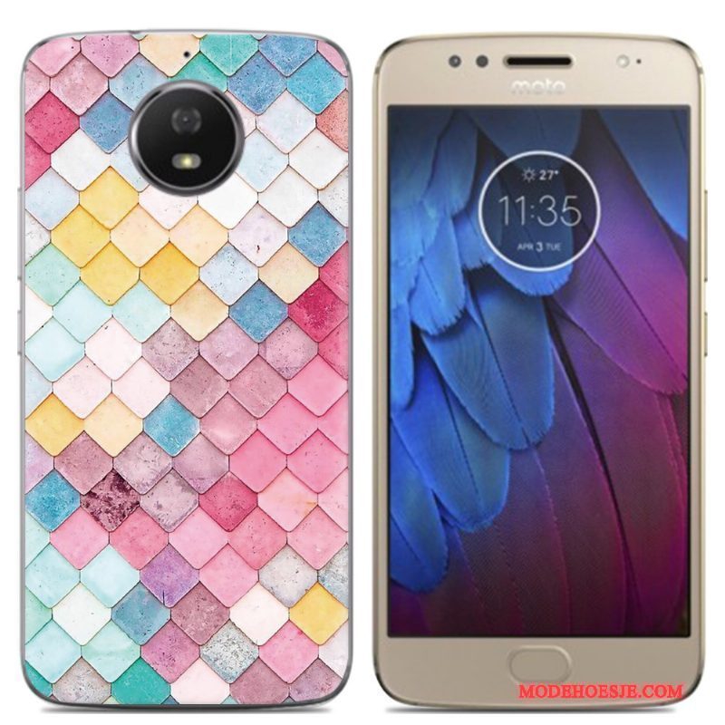 Hoesje Moto G5s Zakken Anti-fall Roze, Hoes Moto G5s Geschilderd Telefoon