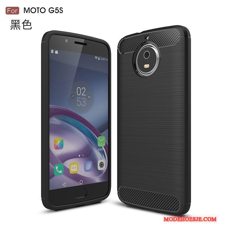 Hoesje Moto G5s Zakken Zijde Zwart, Hoes Moto G5s Zacht Anti-fall Patroon