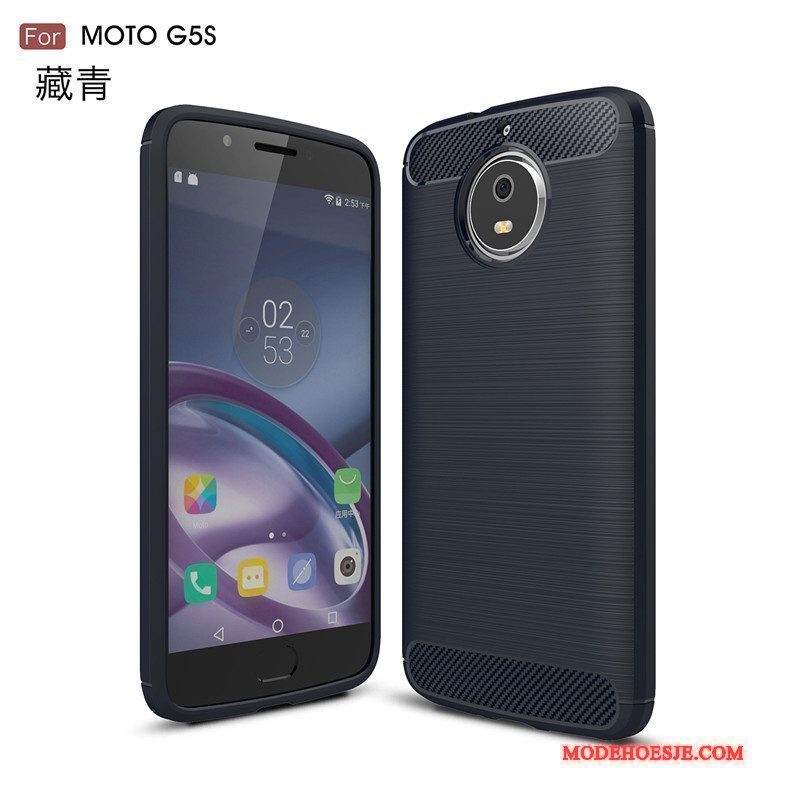 Hoesje Moto G5s Zakken Zijde Zwart, Hoes Moto G5s Zacht Anti-fall Patroon