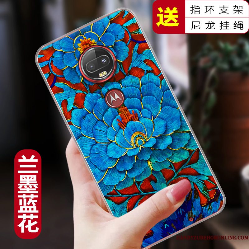 Hoesje Moto G7 Bescherming Anti-fall Rood, Hoes Moto G7 Zacht Telefoon Trendy Merk