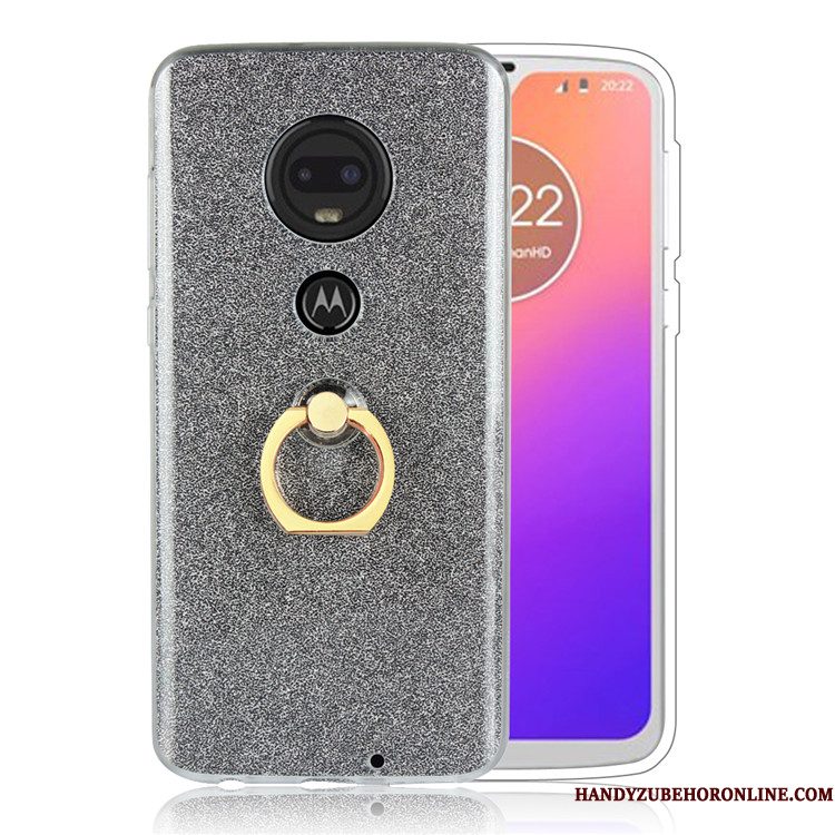 Hoesje Moto G7 Bescherming Wit Roze, Hoes Moto G7 Eenvoudige Ring