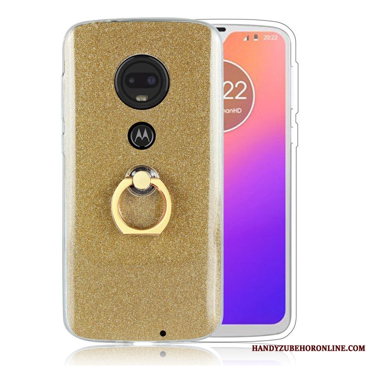 Hoesje Moto G7 Bescherming Wit Roze, Hoes Moto G7 Eenvoudige Ring