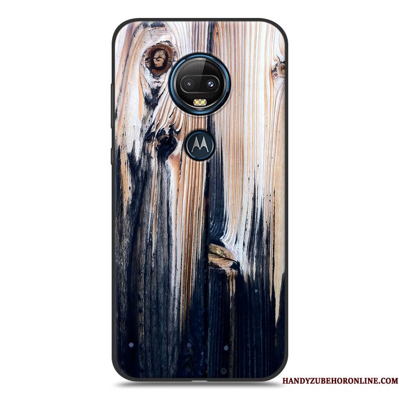 Hoesje Moto G7 Houtnerf Grijstelefoon, Hoes Moto G7 Zacht Eenvoudige