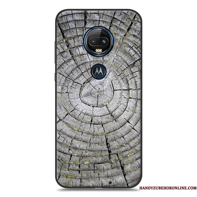 Hoesje Moto G7 Houtnerf Grijstelefoon, Hoes Moto G7 Zacht Eenvoudige