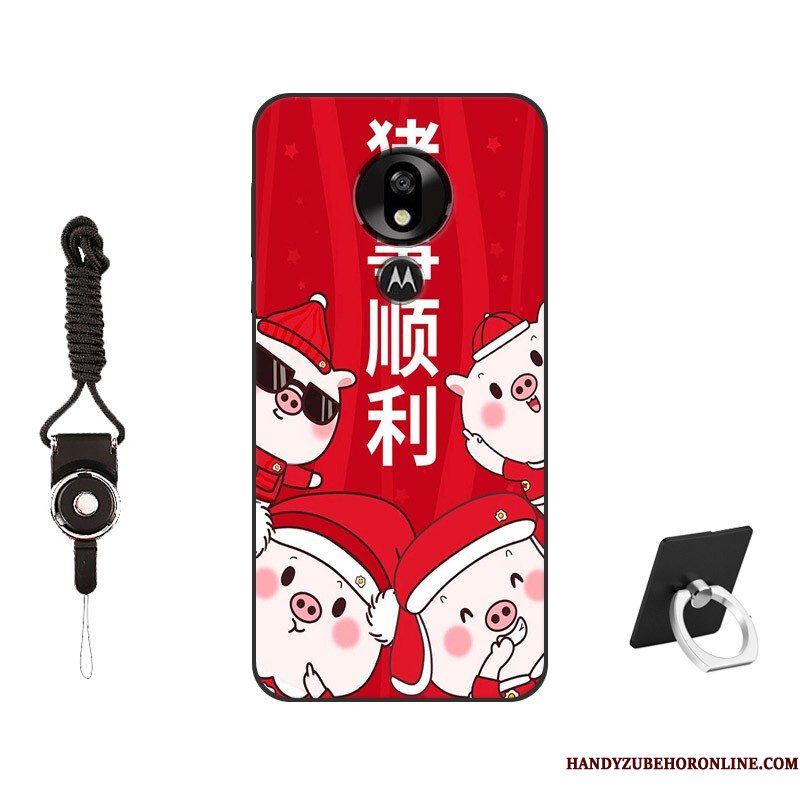 Hoesje Moto G7 Play Bescherming Telefoon Anti-fall, Hoes Moto G7 Play Rood Net Red