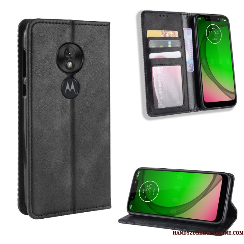 Hoesje Moto G7 Play Folio Patroon Kaart, Hoes Moto G7 Play Vintage Anti-fall Trend