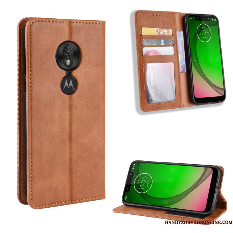 Hoesje Moto G7 Play Folio Patroon Kaart, Hoes Moto G7 Play Vintage Anti-fall Trend