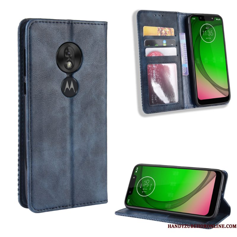 Hoesje Moto G7 Play Folio Patroon Kaart, Hoes Moto G7 Play Vintage Anti-fall Trend