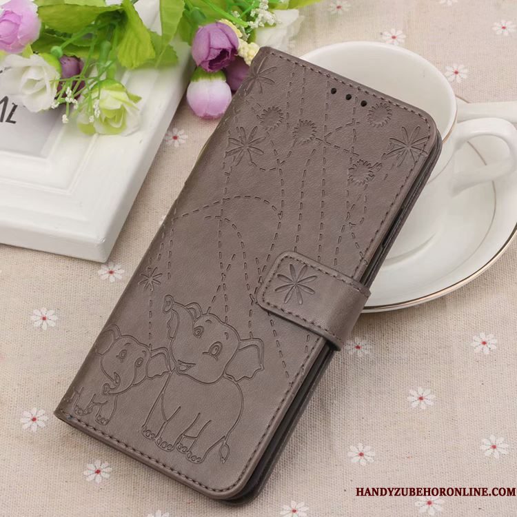 Hoesje Moto G7 Play Leer Anti-fall Trend, Hoes Moto G7 Play Folio Telefoon Kaart