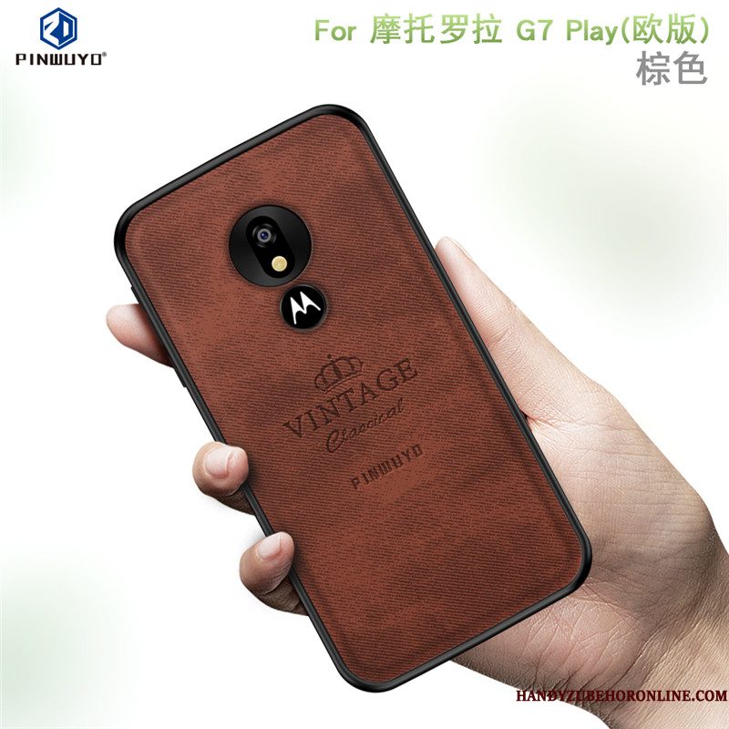 Hoesje Moto G7 Play Zacht Europa Doek, Hoes Moto G7 Play Zakken Skärmskyddtelefoon