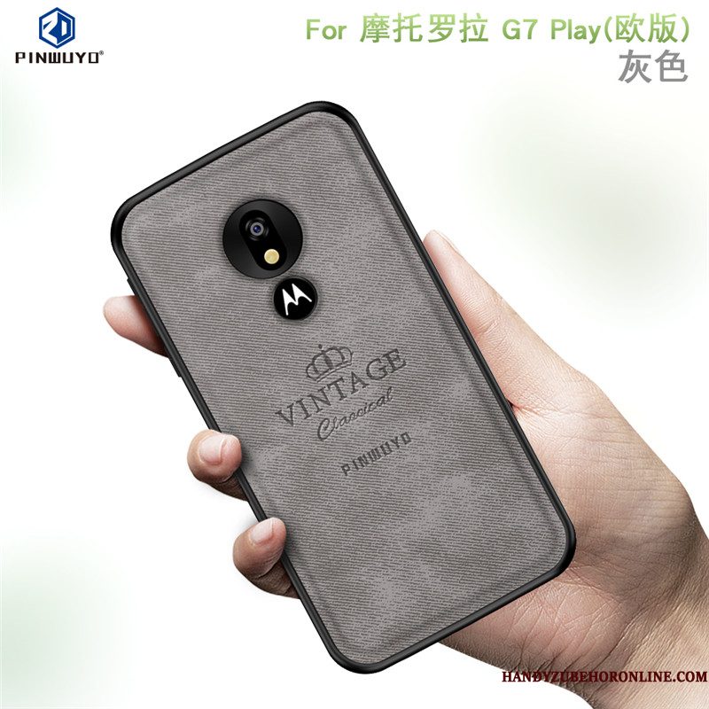 Hoesje Moto G7 Play Zacht Europa Doek, Hoes Moto G7 Play Zakken Skärmskyddtelefoon