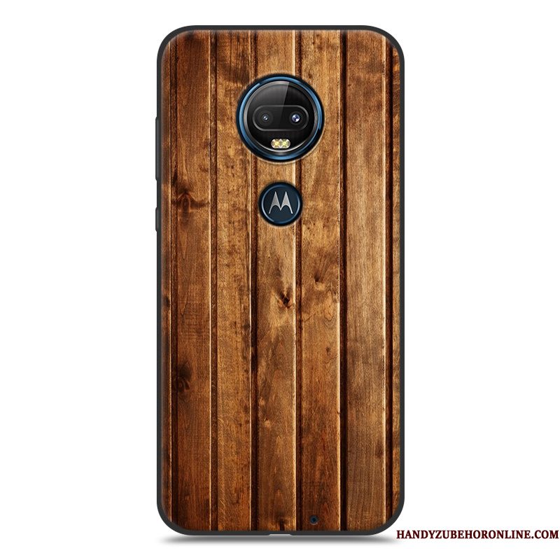 Hoesje Moto G7 Plus Scheppend Grijstelefoon, Hoes Moto G7 Plus Houtnerf Eenvoudige