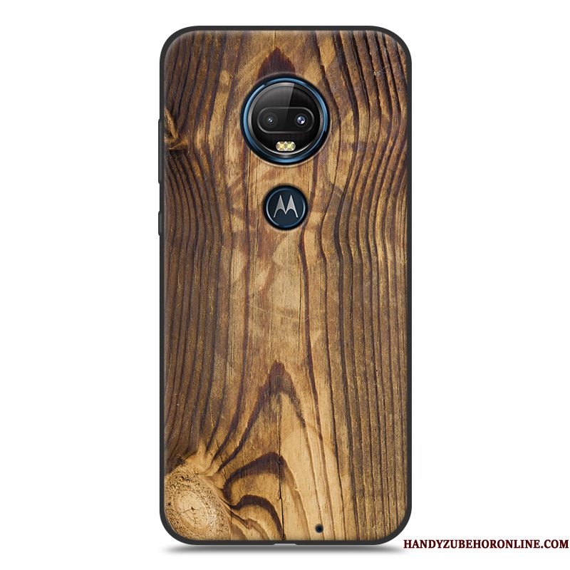 Hoesje Moto G7 Plus Scheppend Grijstelefoon, Hoes Moto G7 Plus Houtnerf Eenvoudige