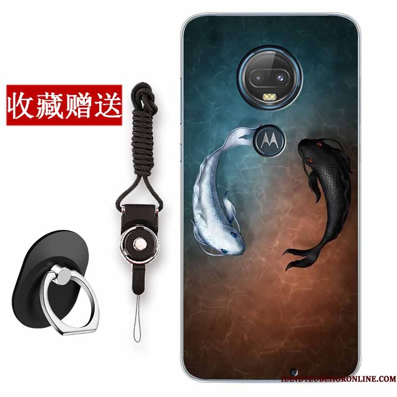 Hoesje Moto G7 Plus Scheppend Wittelefoon, Hoes Moto G7 Plus Zacht Anti-fall Chinese Stijl