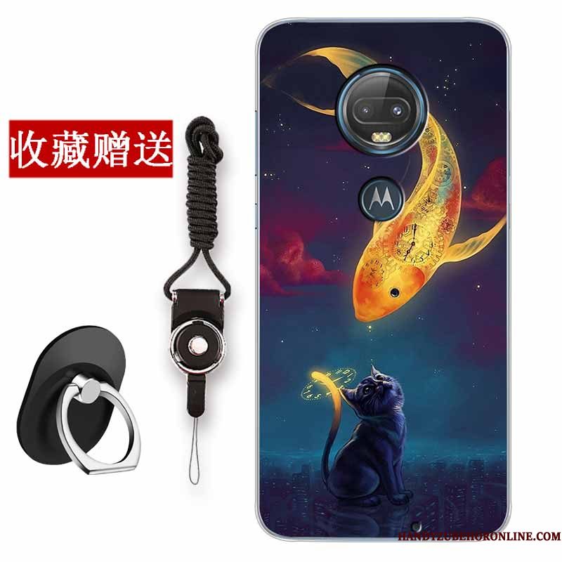 Hoesje Moto G7 Plus Scheppend Wittelefoon, Hoes Moto G7 Plus Zacht Anti-fall Chinese Stijl