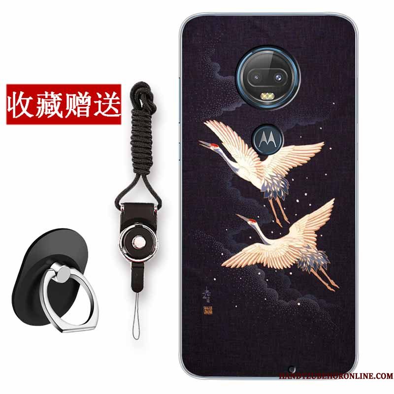 Hoesje Moto G7 Plus Scheppend Wittelefoon, Hoes Moto G7 Plus Zacht Anti-fall Chinese Stijl