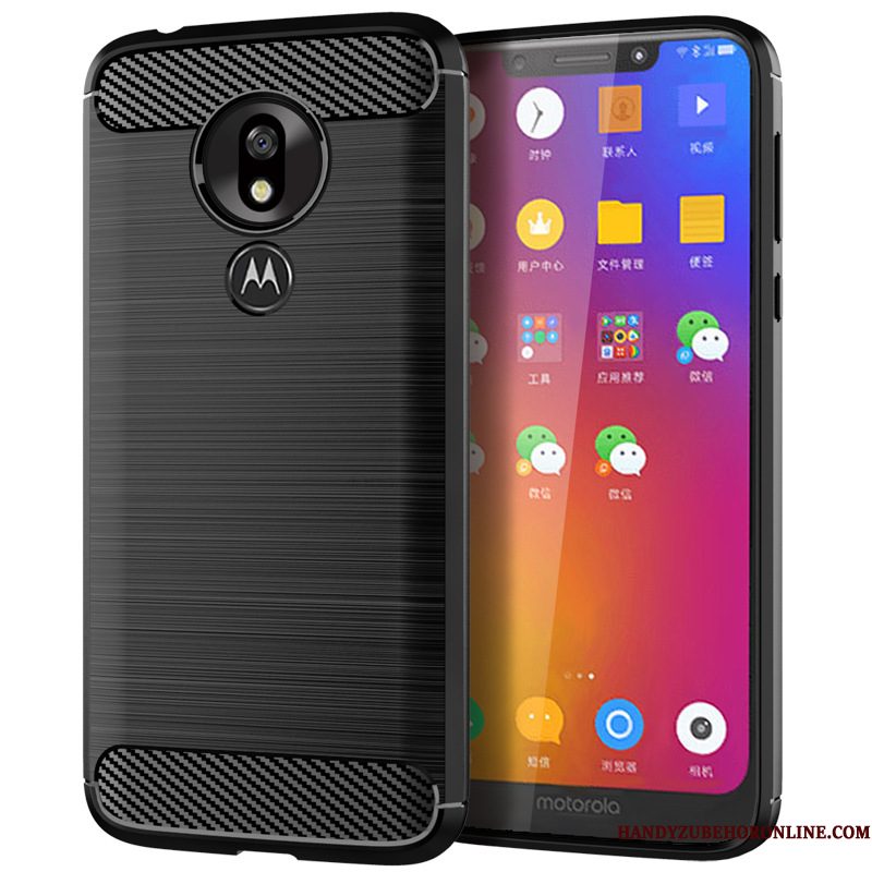 Hoesje Moto G7 Power Bescherming Blauw Anti-fall, Hoes Moto G7 Power Zacht Telefoon Zijde