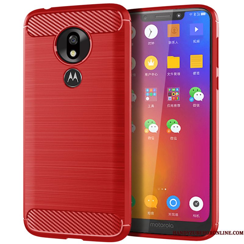 Hoesje Moto G7 Power Bescherming Blauw Anti-fall, Hoes Moto G7 Power Zacht Telefoon Zijde