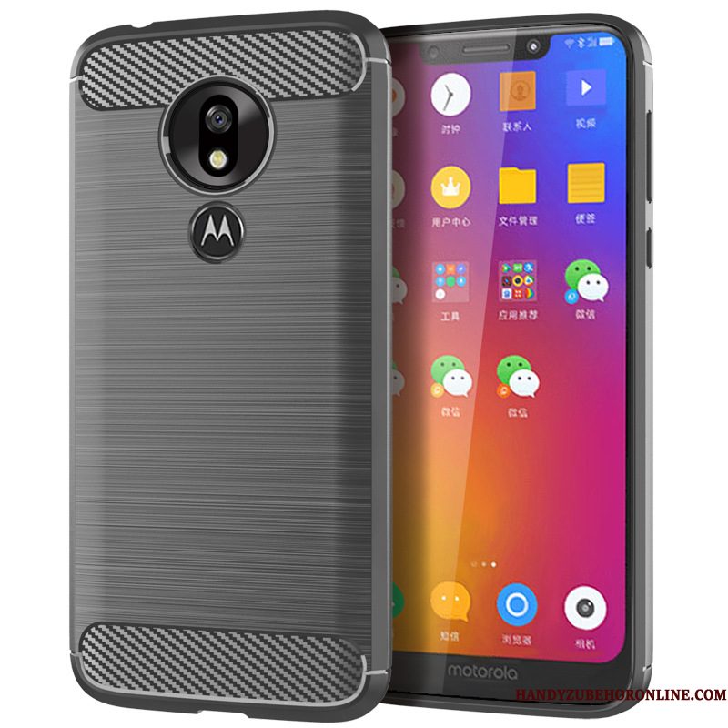 Hoesje Moto G7 Power Bescherming Blauw Anti-fall, Hoes Moto G7 Power Zacht Telefoon Zijde