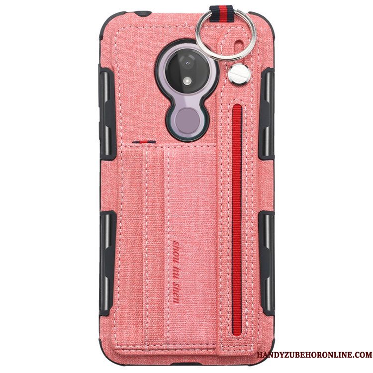 Hoesje Moto G7 Power Ondersteuning Hanger Kaart, Hoes Moto G7 Power Leer Grijstelefoon