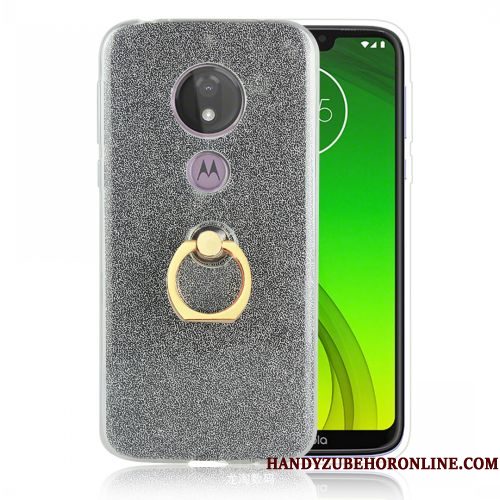 Hoesje Moto G7 Power Ondersteuning Ring Trend, Hoes Moto G7 Power Zacht Zilvertelefoon