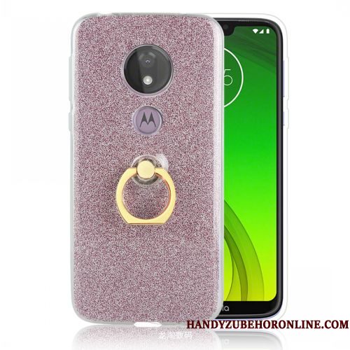 Hoesje Moto G7 Power Ondersteuning Ring Trend, Hoes Moto G7 Power Zacht Zilvertelefoon